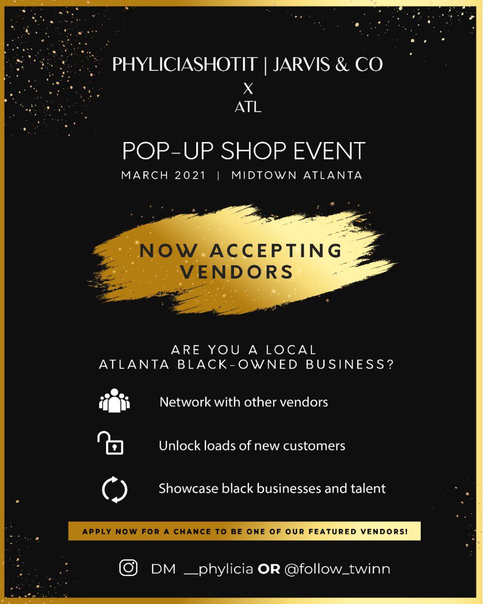 ___phylicia's tweet photo. Now accepting vendors! #Atlpopup click the link https://t.co/lVV5CCnj5G

#POPUP #atlantapopup #Atlanta https://t.co/K4qV1PvG53