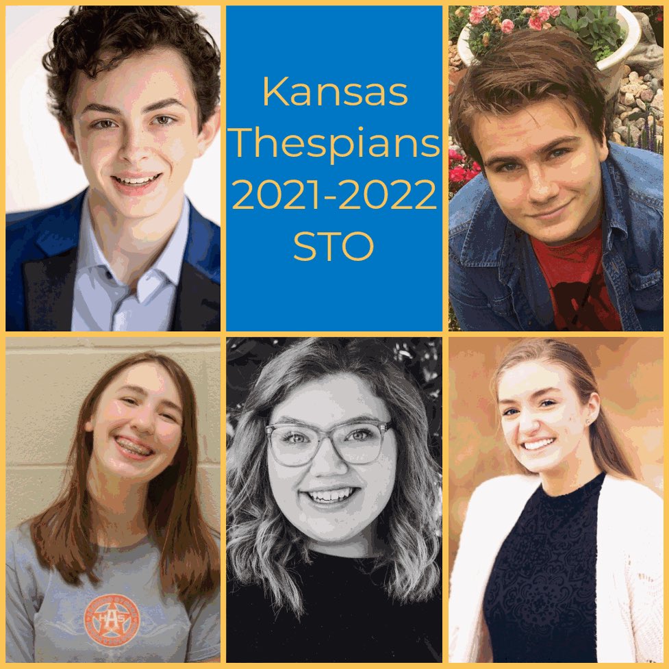 Congratulations to the 2021-2022 Kansas Thespians State Thespian Officers! Ellie Eisele (Troupe 5078) [vice-chair], Chase Ellis (Troupe 3310), Leo Larson (Troupe 2661), Sarah McDonald (Troupe 6688), Maren Meneley (Troupe 8564)#ksthespians   Leadership goes #BeyondTheStage