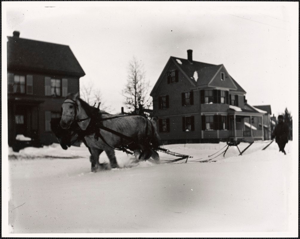 NeedhamHistory's tweet image. How the @NeedhamDPW used to plow! (Needham, ca. 1900)