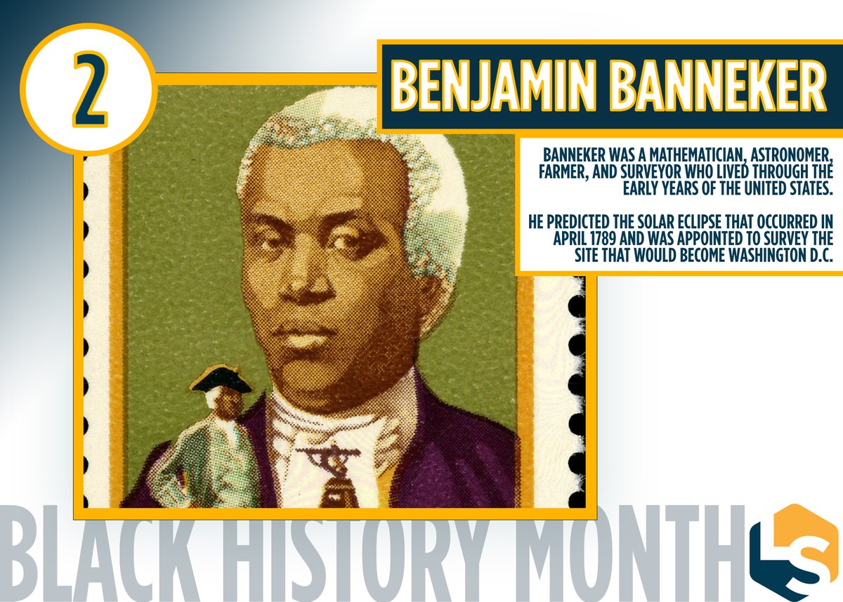 #2 Benjamin Banneker (1731-1806)Mathematician, astronomer, farmer, and surveyorBanneker's Almanac: The six volumes published between 1792 and 1797 included information about astronomy, medicine, future eclipses. #BlackHistoryMonth    #BHM    https://www.livescience.com/amazing-black-scientists.html