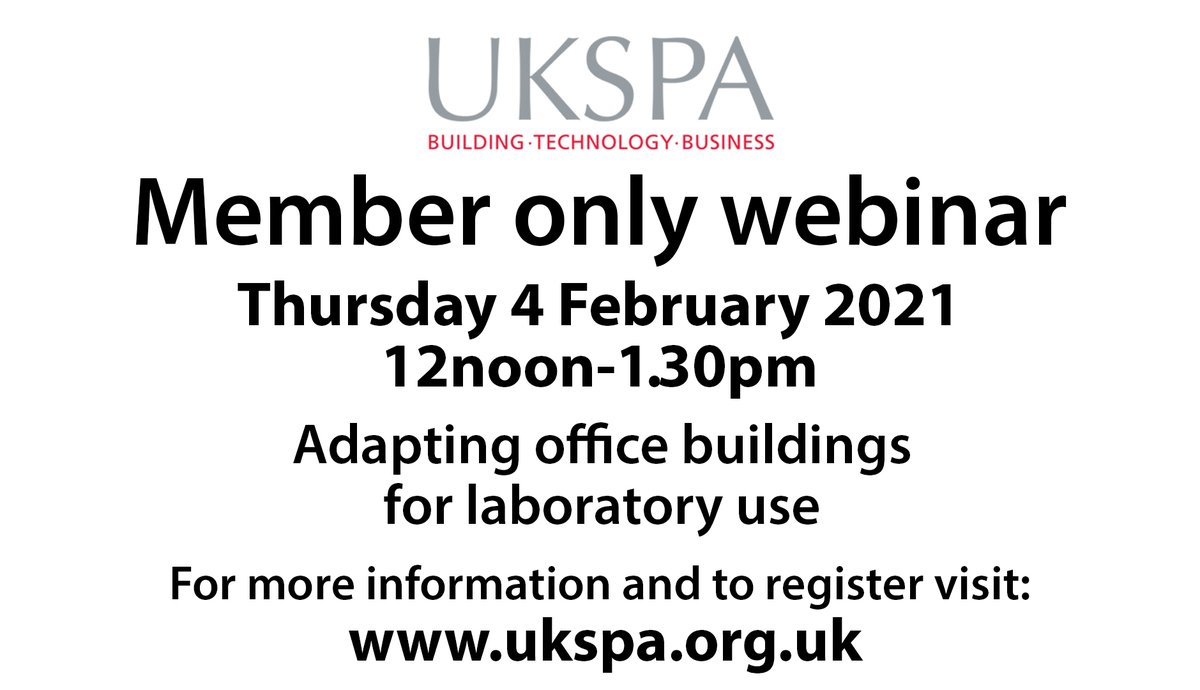 Join us <a href="/ukspa/">UKSPA</a> members for our next webinar which will discuss the need for innovative &amp; creative space, the considerations, functionality as well as the technical challenges of repurposing offices. #scienceparks #ukspa #science #innovation #laboratory #labspace #investment