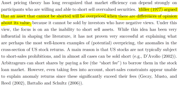 23/ And our old pal Merton Miller explained a long time ago, that doing away with shorting results in, get this, overpriced securities, yuk, yuk. Who knew?