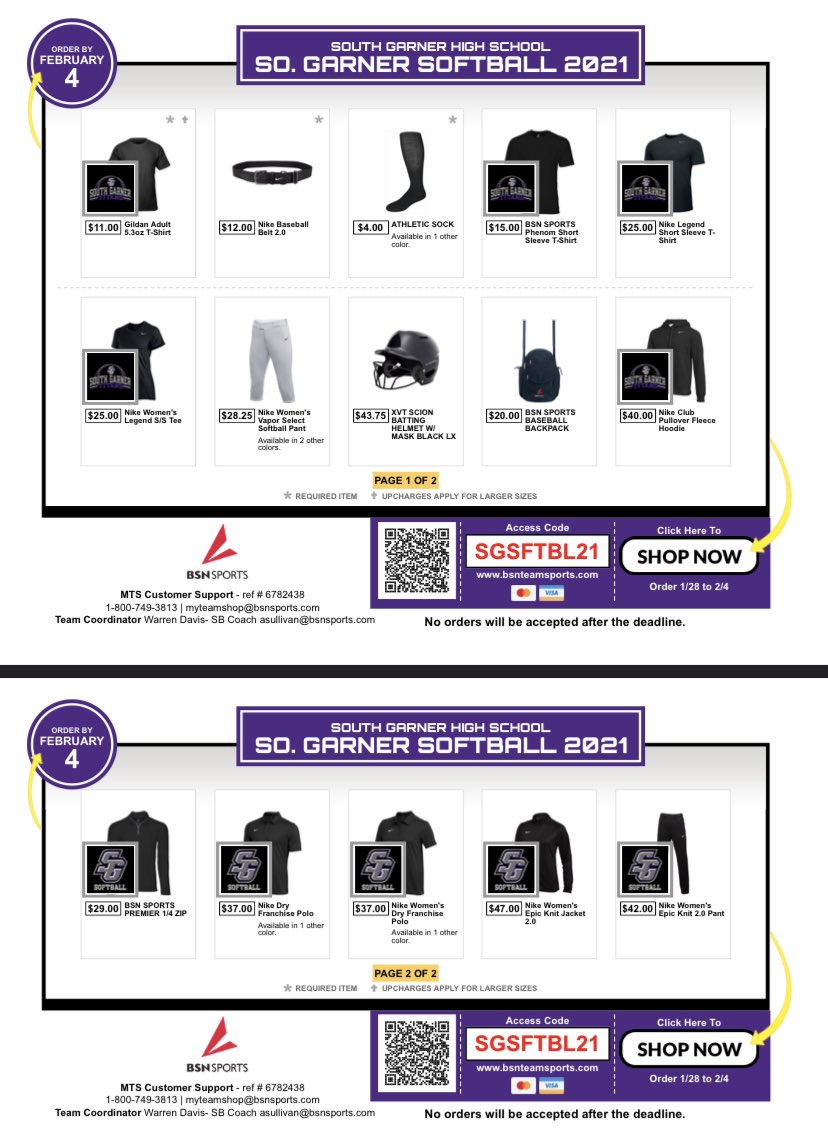 Team Shop is open and closes on the 4th! Get your Titan Softball Gear today!!
