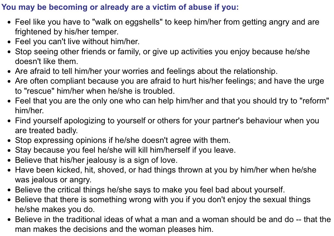CW / abuseYou may be become or already are a victim of abuse if you: