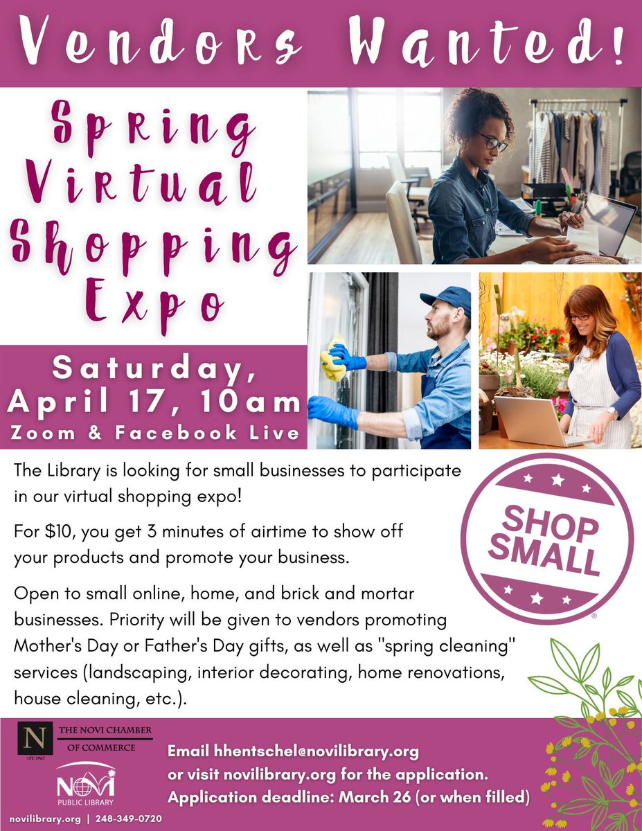 Attention local vendors! We want YOU to participate in our Spring Virtual #Shopping Expo on Saturday, April 17 at 10am! For $10, you get 3 minutes of airtime to show off yours products and promote your #business. Open to small online, home and brick and mortar businesses.
