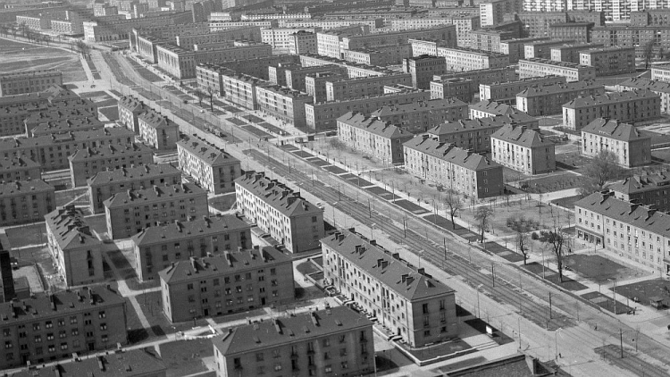 Bulgaria's Dimitrovgrad began construction in 1947, and was quickly followed by Nowa Huta in Poland, Poruba in Czechoslovakia, Eisenhüttenstadt in East Germany, and Dunaújváros in Hungary.