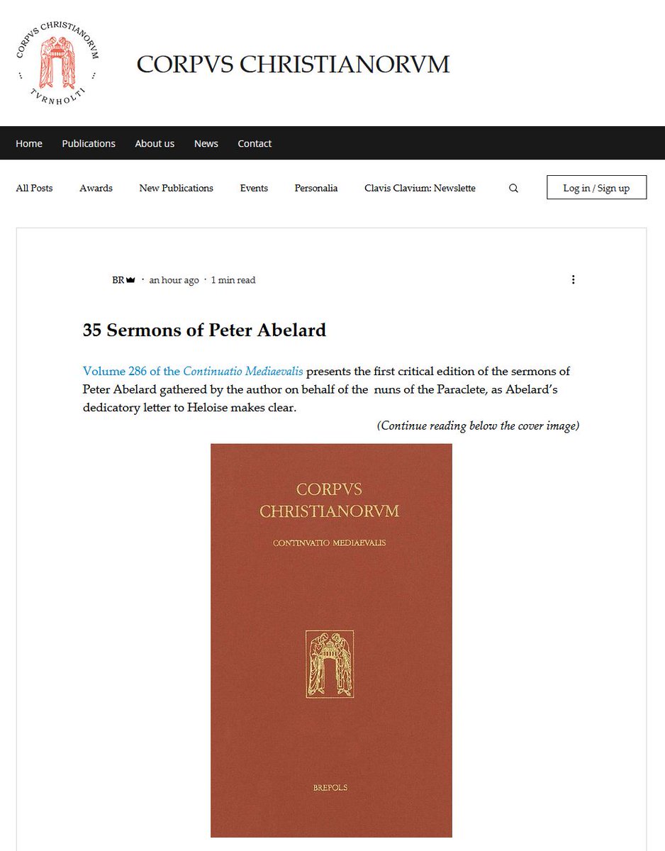 Brepols's tweet photo. #CorpusChristianorum #ContinuatioMediaevalis, vol. 286.
Petrus Abaelardus, Sermones
(Ed. by L. J. Engels and C. Vande Veire)
More Info: https://t.co/NdL9QOi7i8
#CriticalEdition #PeterAbelard #Medieval #Sermons #Patristics https://t.co/4ewu9sdOmQ