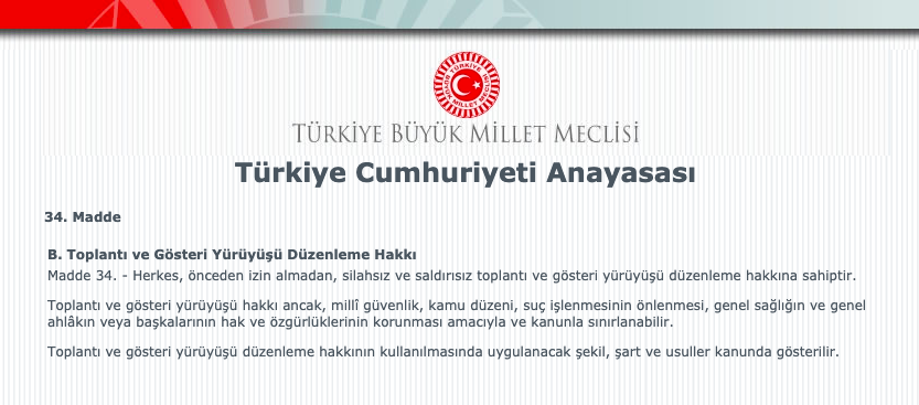 TOPLANTI VE GÖSTERİ ANAYASAL HAKTIR.