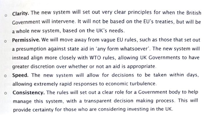 The  @Conservatives had four criteria for a new Subsidy Control regime, listed in a speech which was due to be delivered during the 2019 election.The current regime only delivers on permissiveness. The safe harbour model could deliver on all four. https://uksala.org/conservative-plans-to-replace-the-uk-state-aid-regime/
