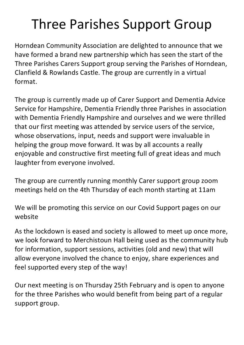 merchistounhall's tweet image. We are part of a NEW support group for The Three Parishes #clanfield #horndean #rowlandscastle w. @DFThreeParishes