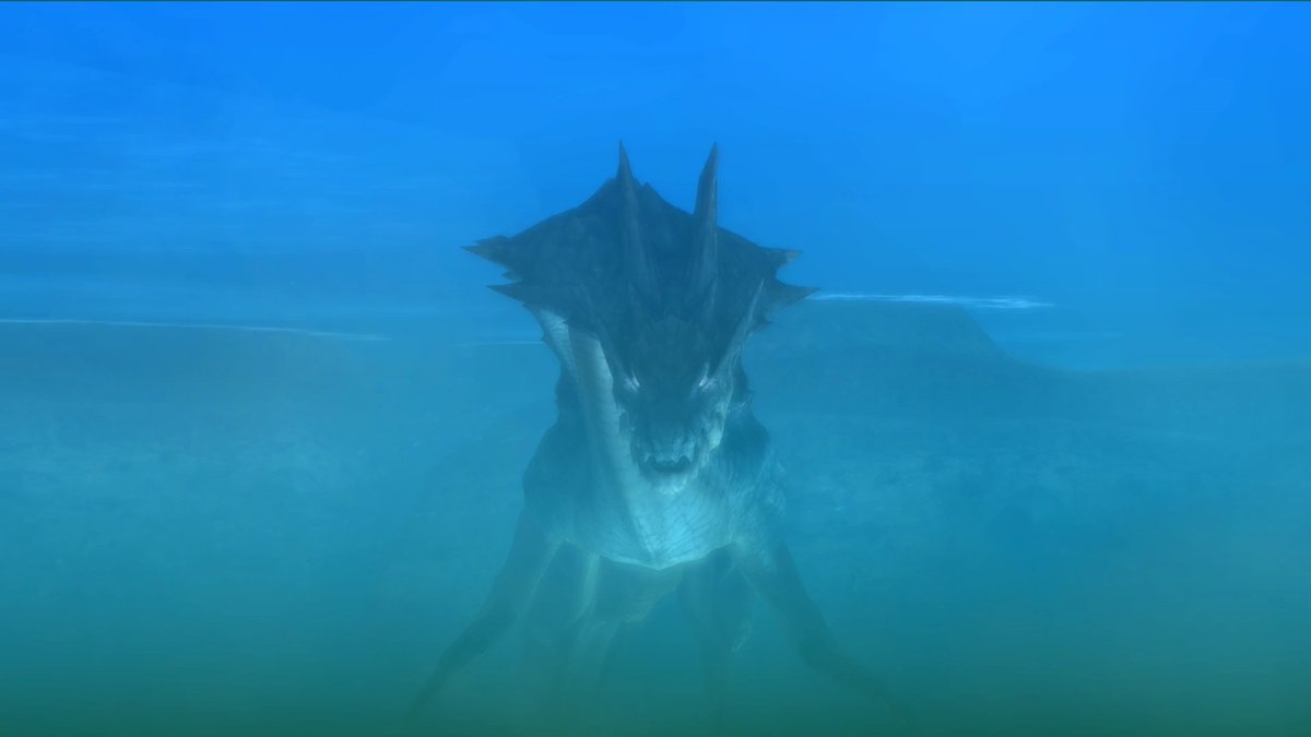 Aquatic in nature, Lagiacrus spends most of its time in and underwater. While built for life in the open sea, Lagiacrus still breaths air, but it can stay underwater, without surfacing, for about half-day, roughly twelve hours, with the help of its powerful lungs.