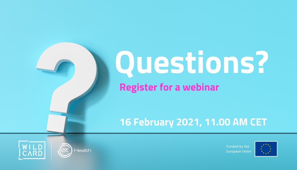 📢 Don't miss the opportunity to learn more about 2021 Wild Card programme! Are you eligible? Is this a good opportunity for your project? We are happy to help! 🤩

🗓️ Tuesday, 16 February 2021
⏰ 11.00 AM CET
🖊️ Register here: bit.ly/34meke7