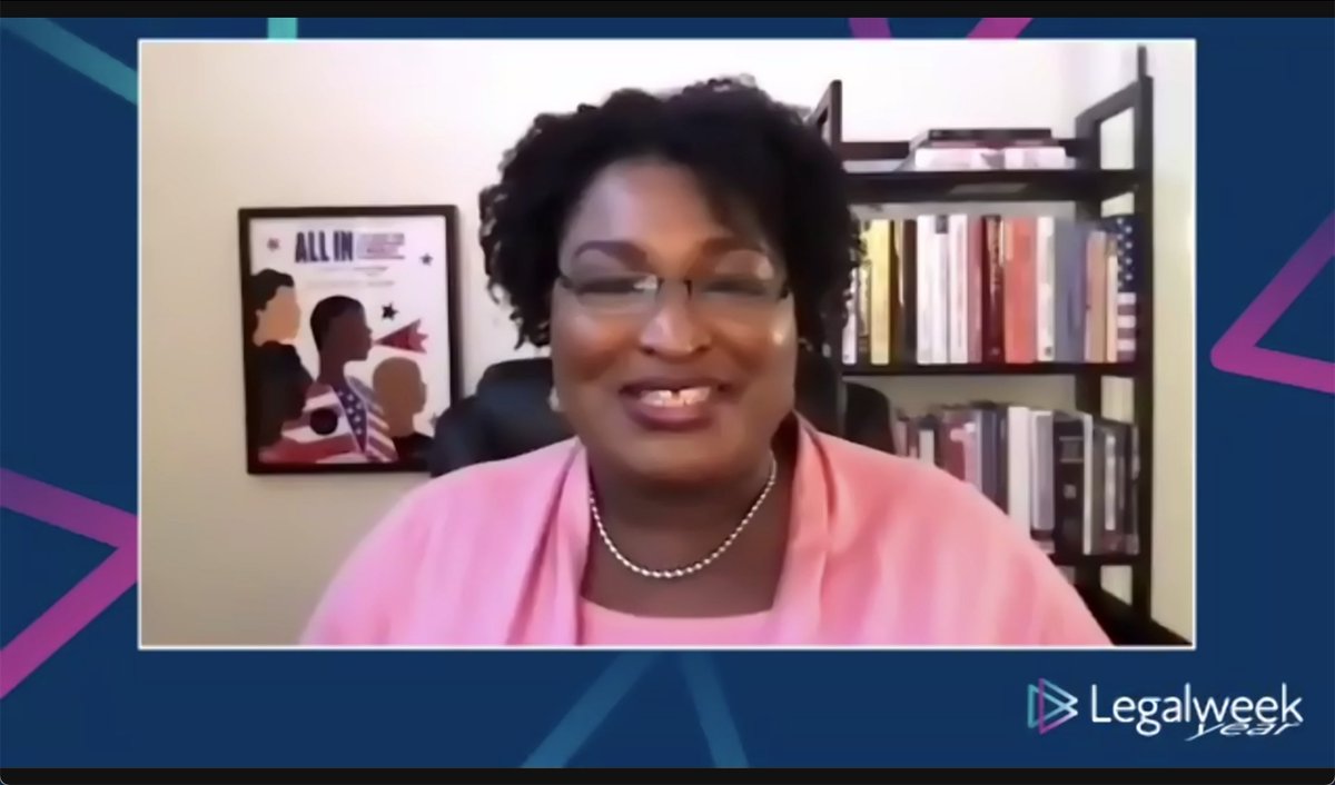 One silver lining of remote conferences: It was much easier to get a seat at the #Legalweek keynote this year. Thank you <a href="/staceyabrams/">Stacey Abrams</a> for an inspiring talk! #legaltech