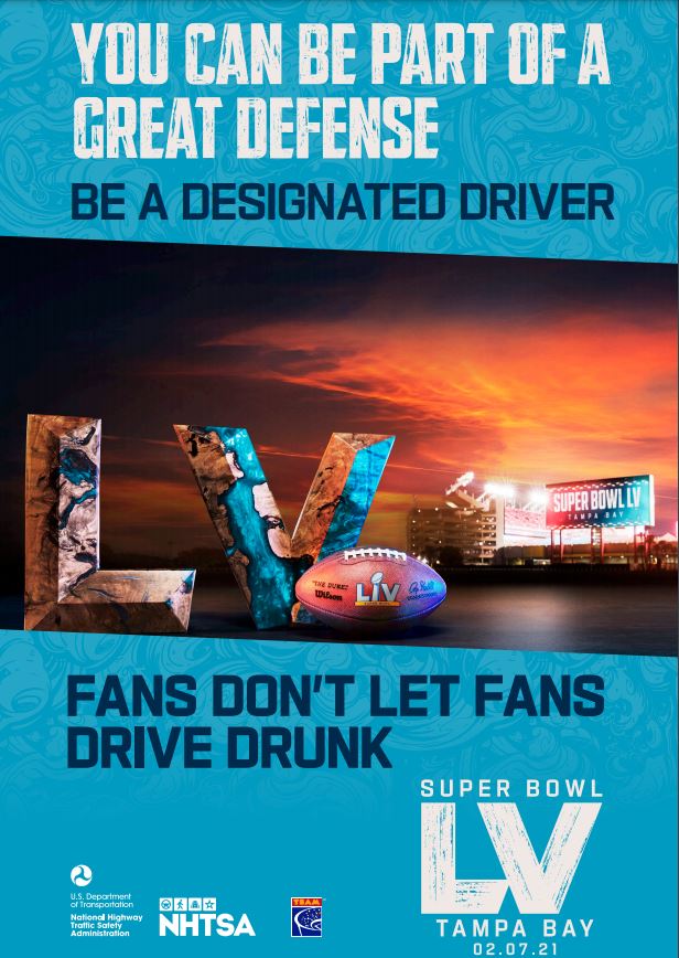 jccpolice's tweet image. Be the #MVP of the night by being the sober #DesignatedDriver. #DontDriveDrunk #SuperBowlLV #DriveSafeJCC