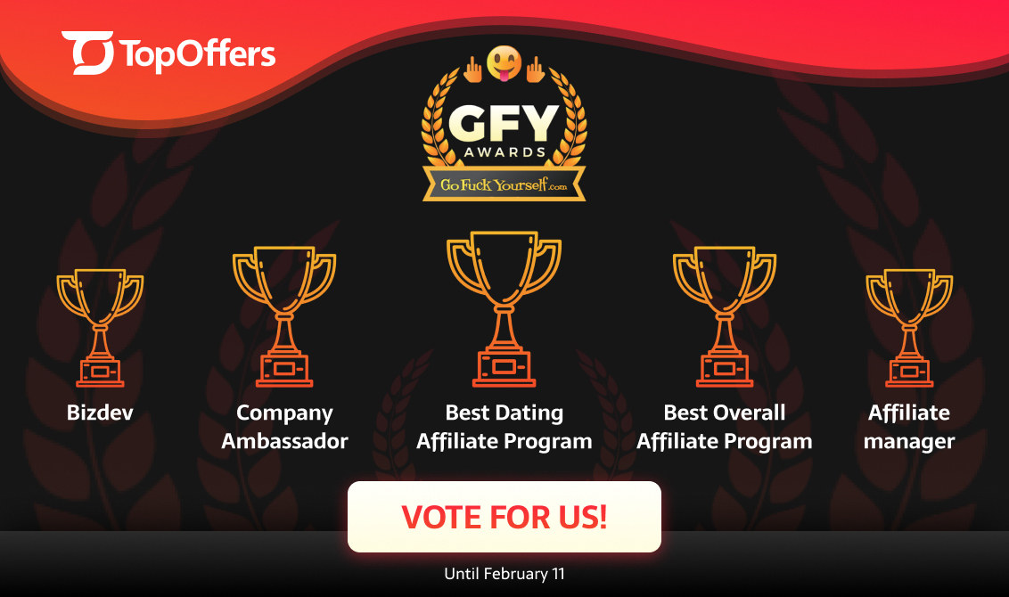 TopOffersCPA's tweet photo. TopOffers shortlisted for the 2021 GFY Awards!

If you see TopOffers among the winners of this award, then don’t hesitate to vote here  https://t.co/MtgLqKutbl

Thank you for choosing TopOffers. https://t.co/s13w5vZD3k