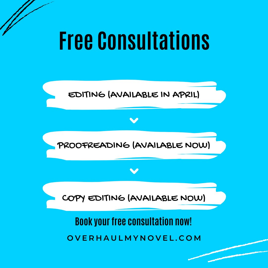 Our consultations are free! Rapid proofreading and copy editing are available right now! Not sure what you need? That's what consultations are for!
overhaulmynovel.com/book-editing-c…
.
.
#writingcommunity #writers #authors #storytellers #scifiwriters #fantasywriters #editing #proofreading