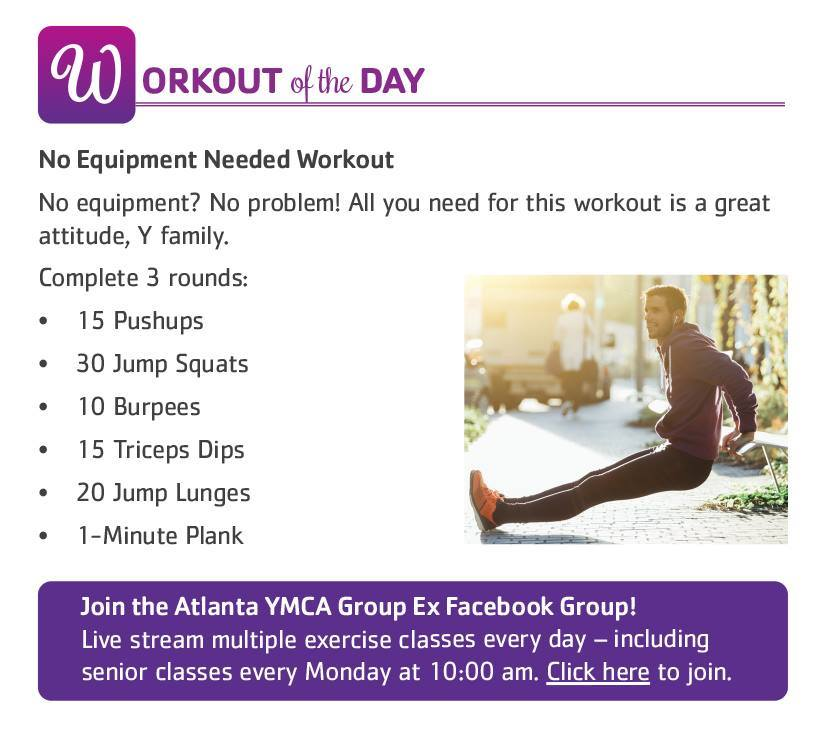 tynes_group's tweet photo. As part of the #resetchallenge, today I opted to do one modified set of this #WOD from @atlantaymca (I don't jump), a 1.5 mile walk, and then another set of the WOD. May hop on my bike trainer after lunch. https://t.co/tLxDeJcOgN