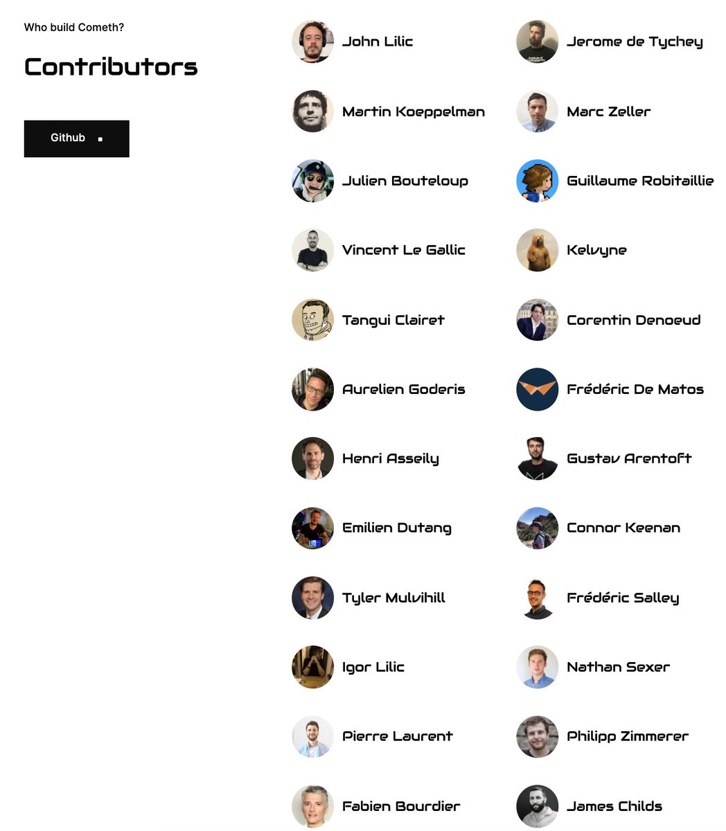 Why am I investing in  http://Cometh.io&nbsp;  $MUST 1. The TeamCometh has literally one of the strongest teams I have ever seen. Backgrounds ranging from Ethereum, Aave, Cyber Security & Blockchain audits, Consensys and Circles.