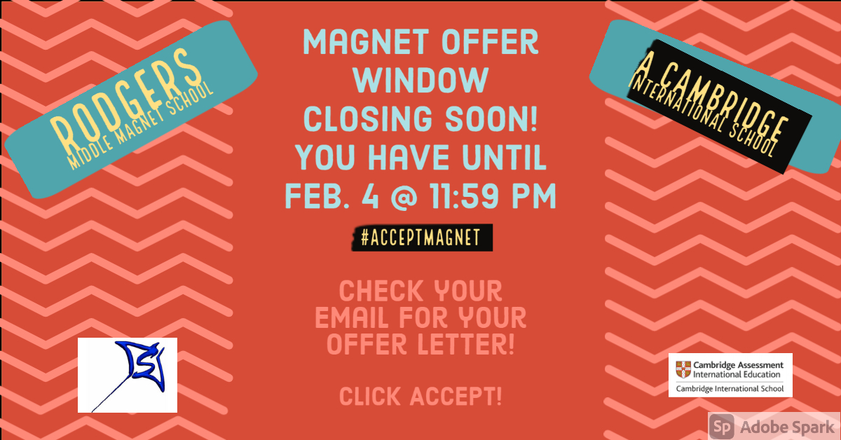 Hurry and click Accept! Offer Window Closing on Thursday!  Come join the Stingray Family! @RodgersMagnet @SDHCMagnet #AcceptMagnet