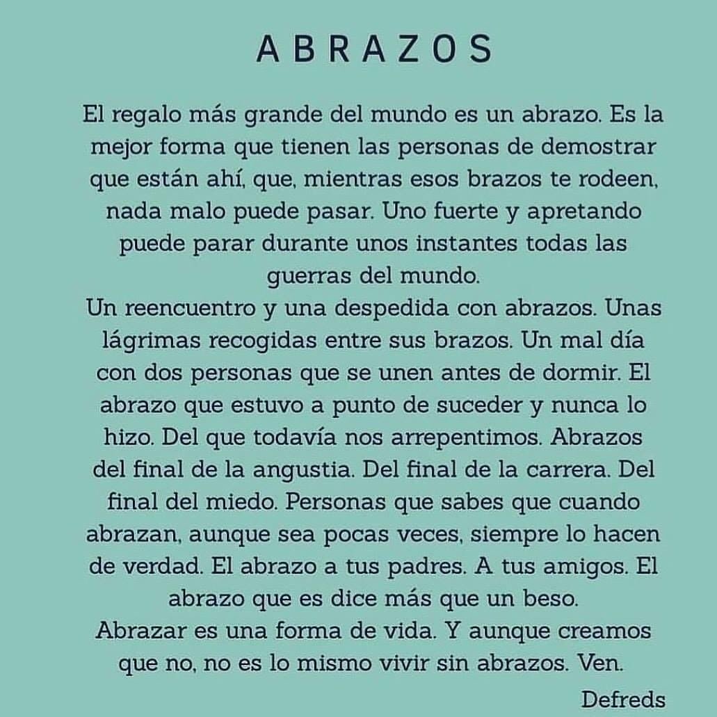 Defreds's tweet photo. Abrazos. https://t.co/l9zEEqL4Jg