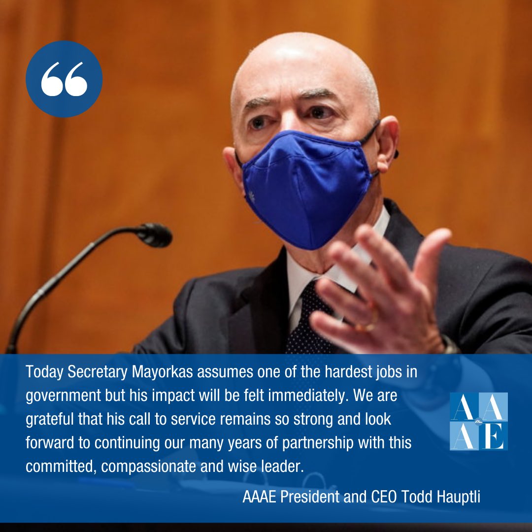 AAAECEO's tweet photo. Congratulations to my friend Ali Mayorkas, who was confirmed today by the Senate as DHS Secretary. I’m a big fan. https://t.co/mFNmo2Qaxe