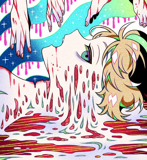 GrimoireHorror's tweet photo. This the art of 'Aela' on Pixiv and the body horror is real in the most playful style of childlike animations - they're melted as butter on the stove or sliced as sushi! I winced as I viewed their artwork and that's some experience...
#BodyHorror #HorrorArt #BodyShock #EroGuro https://t.co/s0j6isub7v