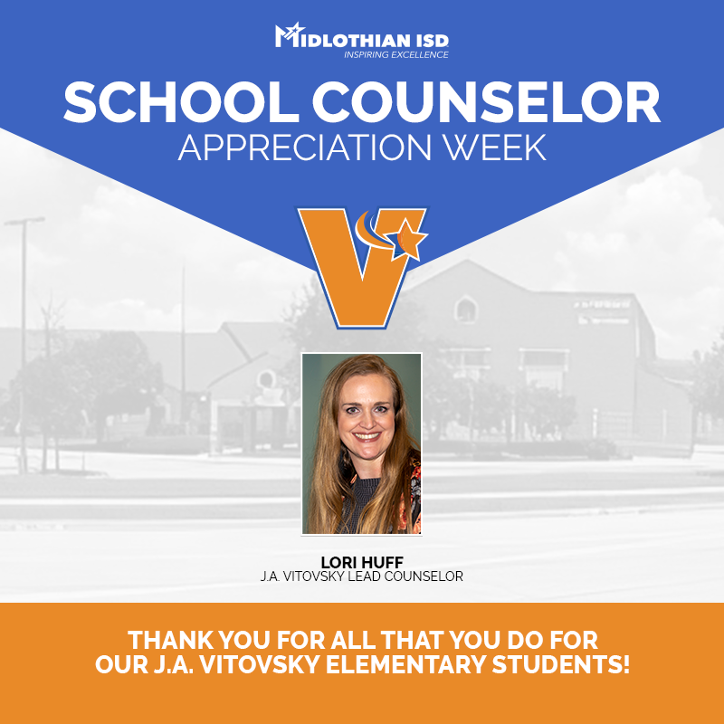 MidlothianISD's tweet photo. Lori is a superstar counselor! She is passionate about serving her campus through small groups, guidance, character lessons and more. She is a huge support to our staff as well in so many ways. She is a pillar at JAV and is part of what makes us so special! #MISDProud #NSCW21 https://t.co/BbD1ipige7