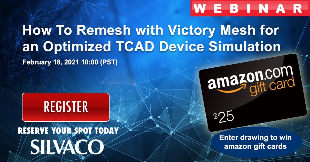 SilvacoGroup's tweet image. Learn about how to remesh with Victory Mesh for an Optimized TCAD Device Simulation in our upcoming webinar.  #webinar #tcad #devicesimulation
go.silvaco.com/tw-how-to-reme…