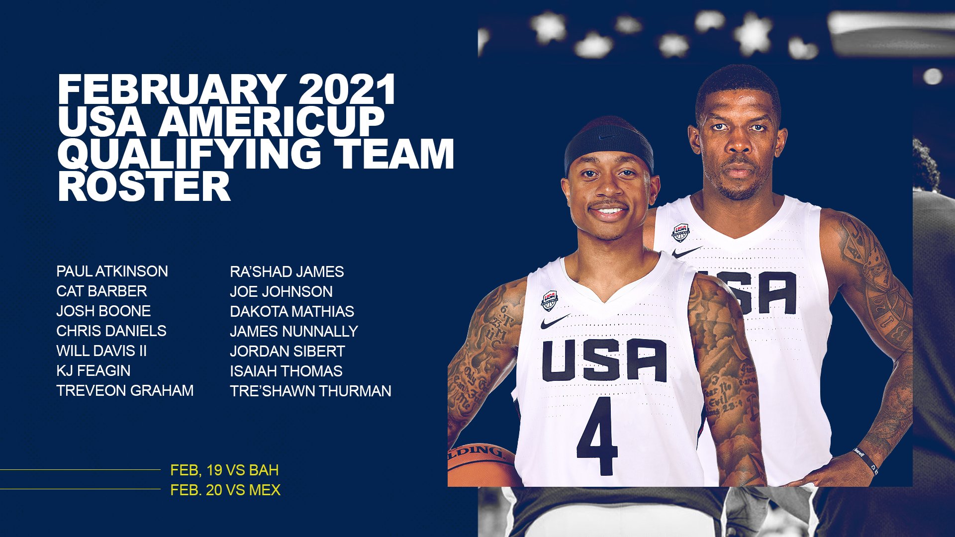 Usa Basketball It S Official Isaiahthomas Joe Johnson Headline The Usa Men S Americup Qualifying Team Roster For February Matchups Versus Twitter