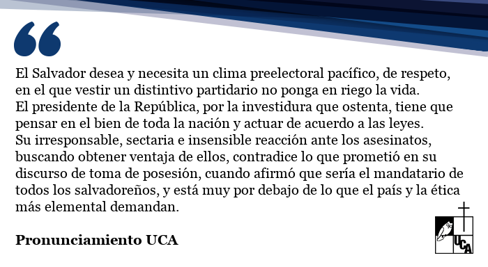UCA_ES's tweet photo. Pronunciamiento: “Ante los graves acontecimientos de violencia política del 31 de enero” → https://t.co/Q8edWoe5Cr https://t.co/RkvYsBiXB5