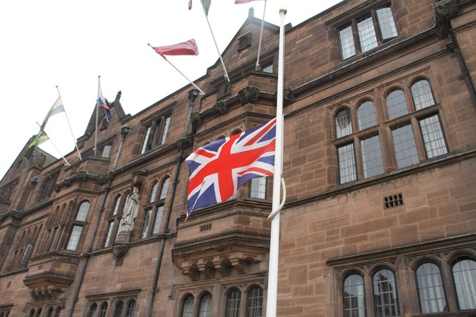coventrycc's tweet photo. The flag at the Council House will be flying at half mast tomorrow in memory of Capt Sir Tom Moore. https://t.co/B85KpfeCw0