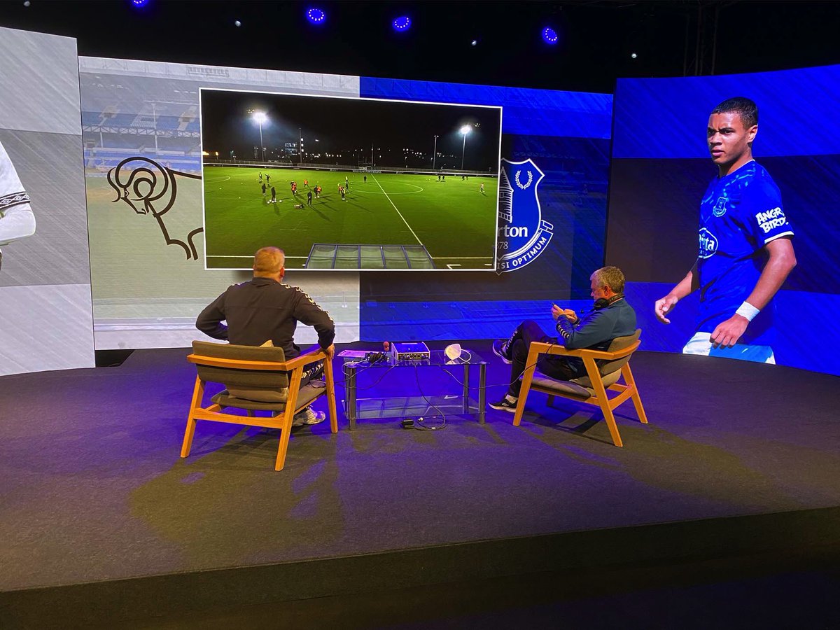 MSPGlobal's tweet photo. LIVE Commentary from the MSP Studios - Well done to @everton U23’s Team!👏 Loved working with Darren Griffiths and Ian Snodin on this! #livestreaming #virtualevents #poweredbymsp #everton https://t.co/p1JCs76JcO