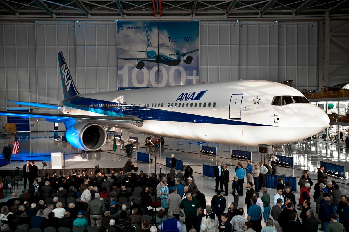 BoeingAirplanes's tweet photo. On this day 10 years ago, we celebrated a grand milestone: the rollout of the 1,000th 767 airplane. While we delivered the final passenger 767 in 2014, production of the 767 Freighter and the KC-46A continues today. https://t.co/WJ8VawYRRt