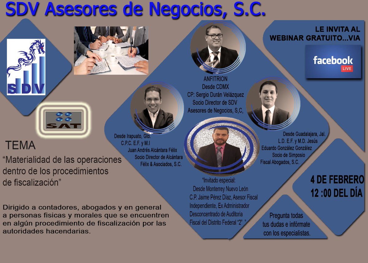 sergiotribe's tweet photo. webinar GRATIS! "La Materialidad de las operaciones dentro de los procesos de fiscalización" https://t.co/5EQUY1nXAL
