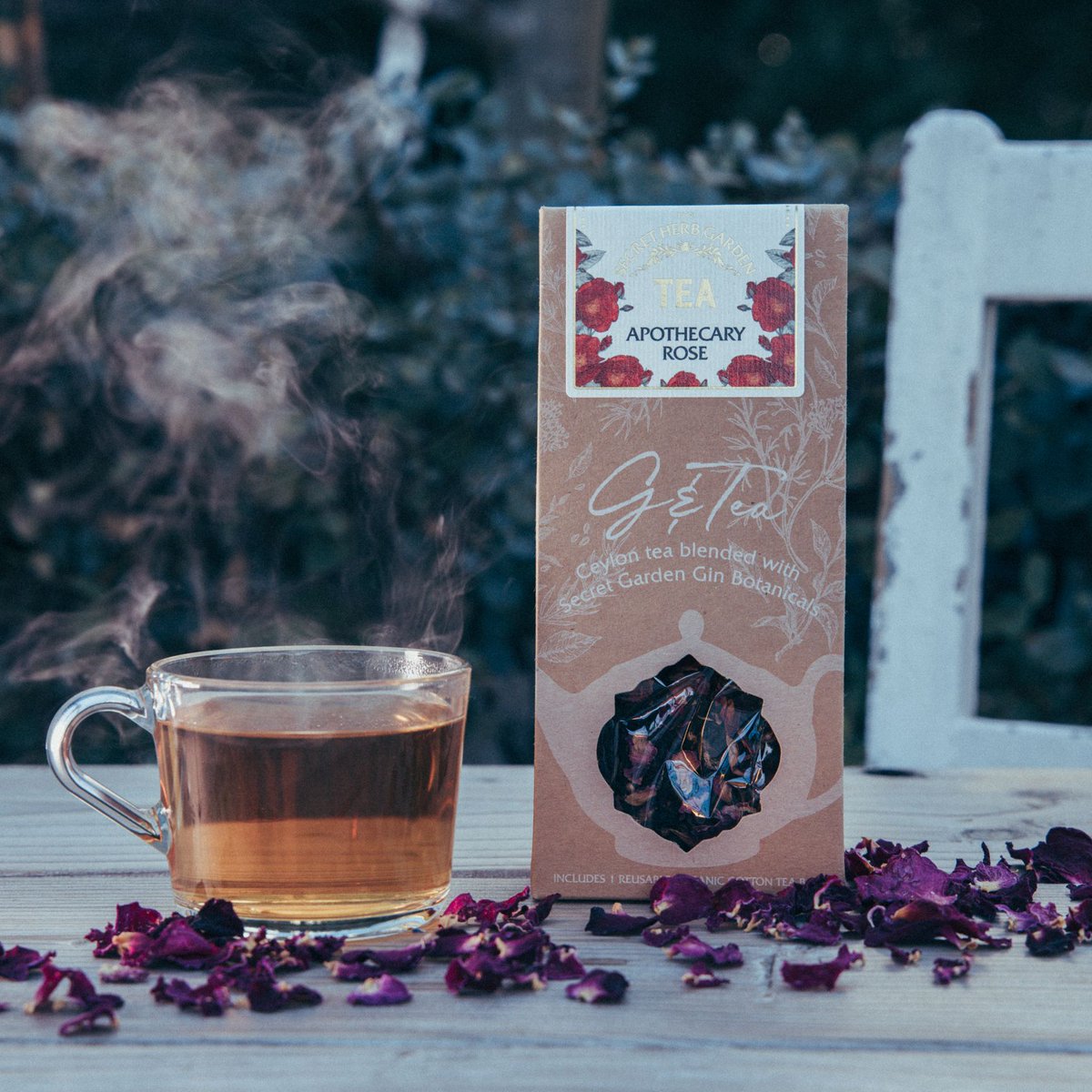 Our Apothecary Rose G&amp;Tea uses dried Apothecary Rose petals - traditionally used to relieve indigestion and soothe sore throats. We marry this with Juniper, Coriander, Winter Savoury and Angelica (the very same as our own Gins.) brew for approx. 3 minutes for the perfect cuppa.