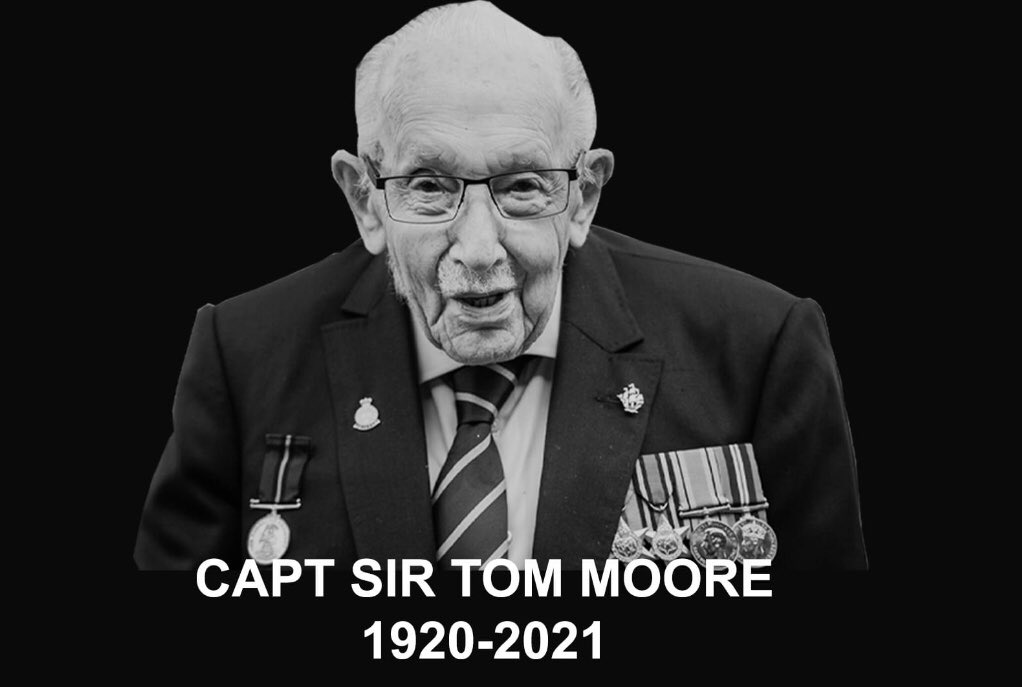Captain Sir Tom Moore has died, aged 100

The WWII veteran raised £33m for the NHS and was being treated for pneumonia and last week tested positive for Covid-19 

An absolute legend of a man 

RIP SIR 💔🙏🏽