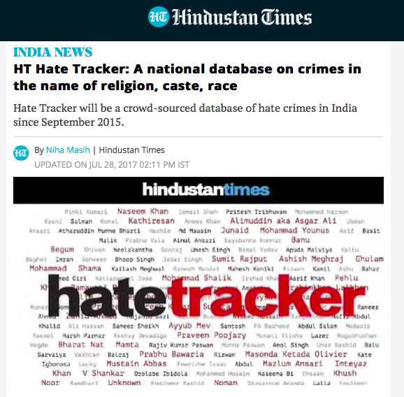 4. Also, do you remember the hate trackers on  @hindustantimes and  @indiaspend that were taken offline? This is a little RIP for databases that provided information on hate crimes that occurred over a long period of time.  #memoryproject (screenshots from HT and  @scroll_in )