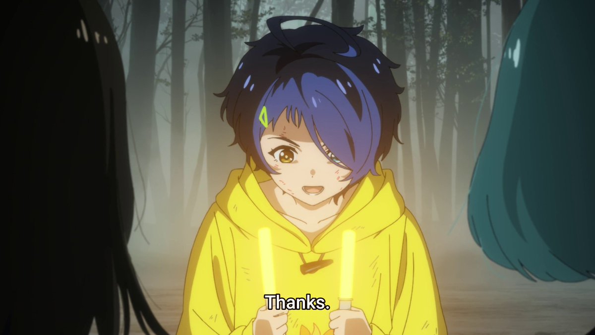 I'm remembering the ribbon from episode 2 and how that was used as a weapon, like a yellow light of happiness and hope fueled into an item that pertains to what the suicide victims were passionate about in life to eviscerate the evil demons. I'm glad this imagery makes a return.