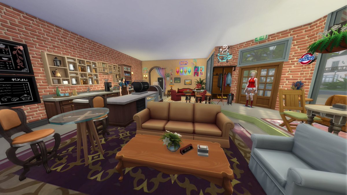 insecuresimmer's tweet photo. ☕️Central Perk☕️ on the gallery now if you search insecuresimmer ✨

I added an extra bookstore &amp; park also 💚 #TheSims4 #Sims4 #ShowUsYourBuilds #SimsCreatorsCommunity https://t.co/nVt1BXpiSr