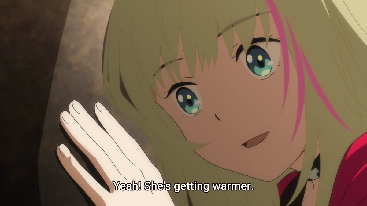 Rika really does care for Chiemi. I really like the orange lily in the foreground. The flower represents pride and confidence, something she tries to push to the forefront in comparison to the rest of the characters. This also shows her confidence in restoring Chiemi.