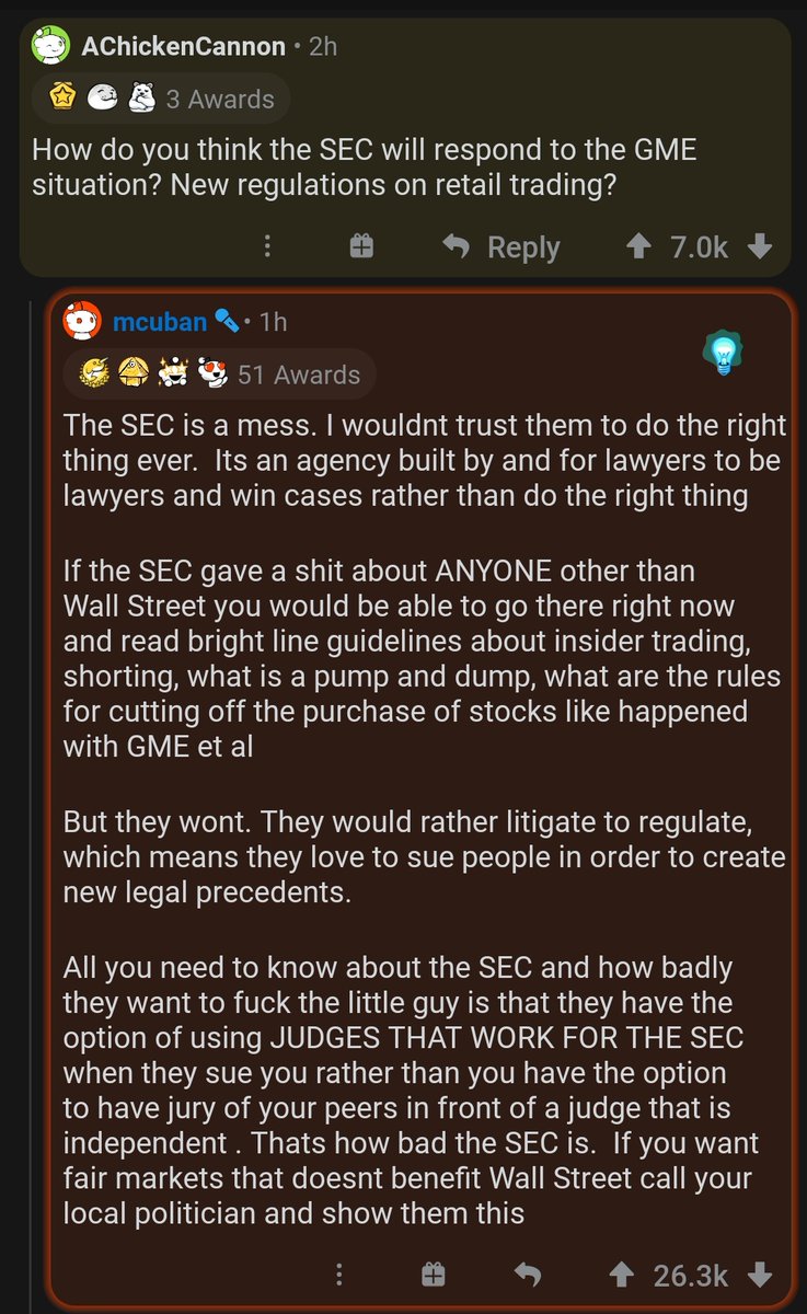 Mark Cuban's complete Ask Me Anything session on r/wallstreetbets Thread↓