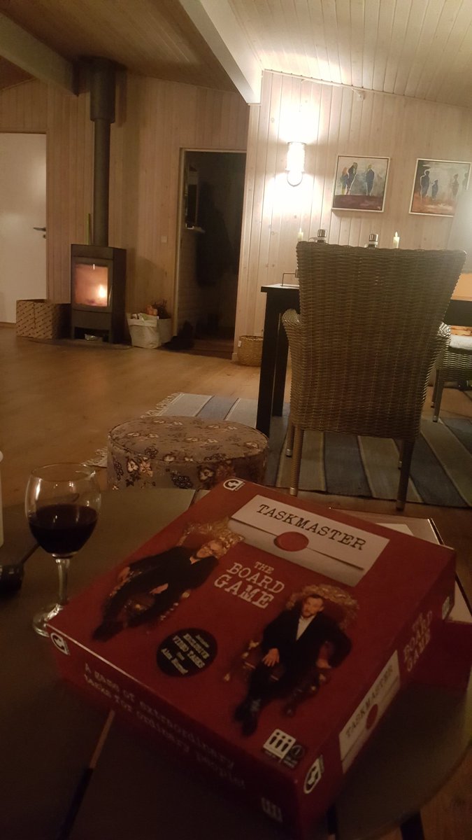 anorthof60's tweet photo. We have been moving for a year: Yellowknife to Denmark. We finally arrived and were greeted by the sweetest gift from the kind &amp; generous @LoungeLou who sent us an extra copy of the beloved Taskmaster Boardgame after winning the #12daysofxmaschallenge @cardiomyopathy @alexhorne https://t.co/UVmk5j6e6N
