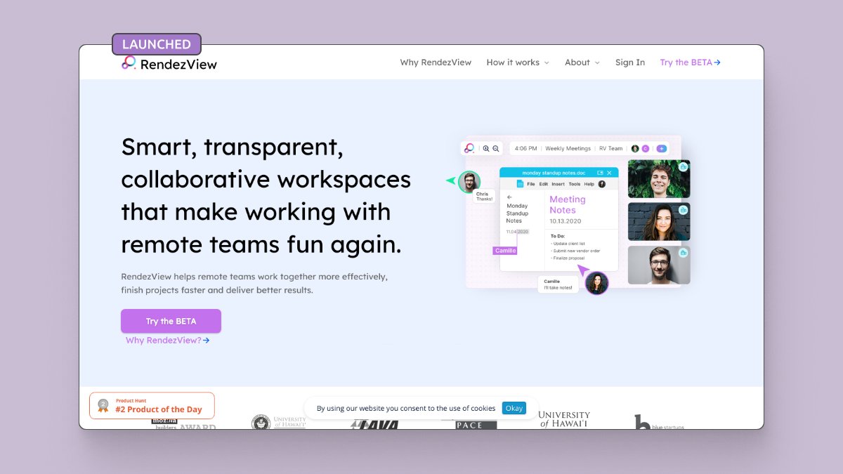 RendezView by <a href="/Rendezview_io/">RendezView</a>

'Collaborative workspaces that make working with remote teams fun again'

Think Miro, with an emphasis on organizing apps within the workspace
Build reusable workspaces with apps &amp; docs in a single space

lfa.to/6wv