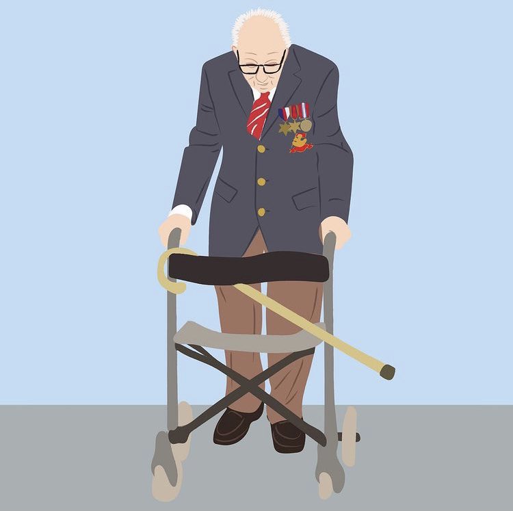 CatMortonDesign's tweet photo. My illustration of the amazing Sir Tom Moore. Such an incredible human #TomMoore #illustration #feb2021 #riptommoore https://t.co/hhWVxXeFwj