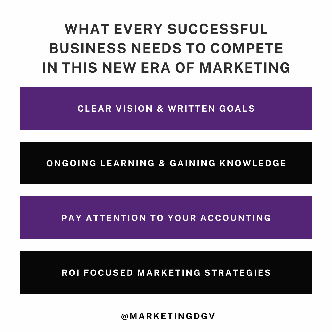 MarketingDGV's tweet photo. What every successful business needs to compete in this new era of marketing.
#ClearVision
#WrittenGoals
#OngoingLearning
#GainKnowledge
#payAttentionToYourMoney
#ROI
#Marketing
#DigitalWarriors
#MarketingDGV
#Success
#Business https://t.co/spHbBIYyiV