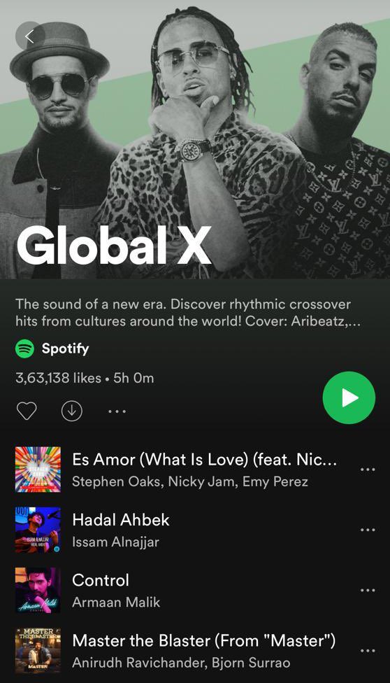 Subin99822559's tweet photo. Pride moment 💥💯❤️😻: #MasterOST placed on global x playlist!💥💯❤️ #MasterOST getting prepared & coming soon #Master #mastertrack #MasterFilm @Spotify @spotifyindia
@SonyMusicSouth @anirudhofficial #MasterTheBlaster #ThalapathyVijay #Thalapathy https://t.co/xAu6f1Lniy