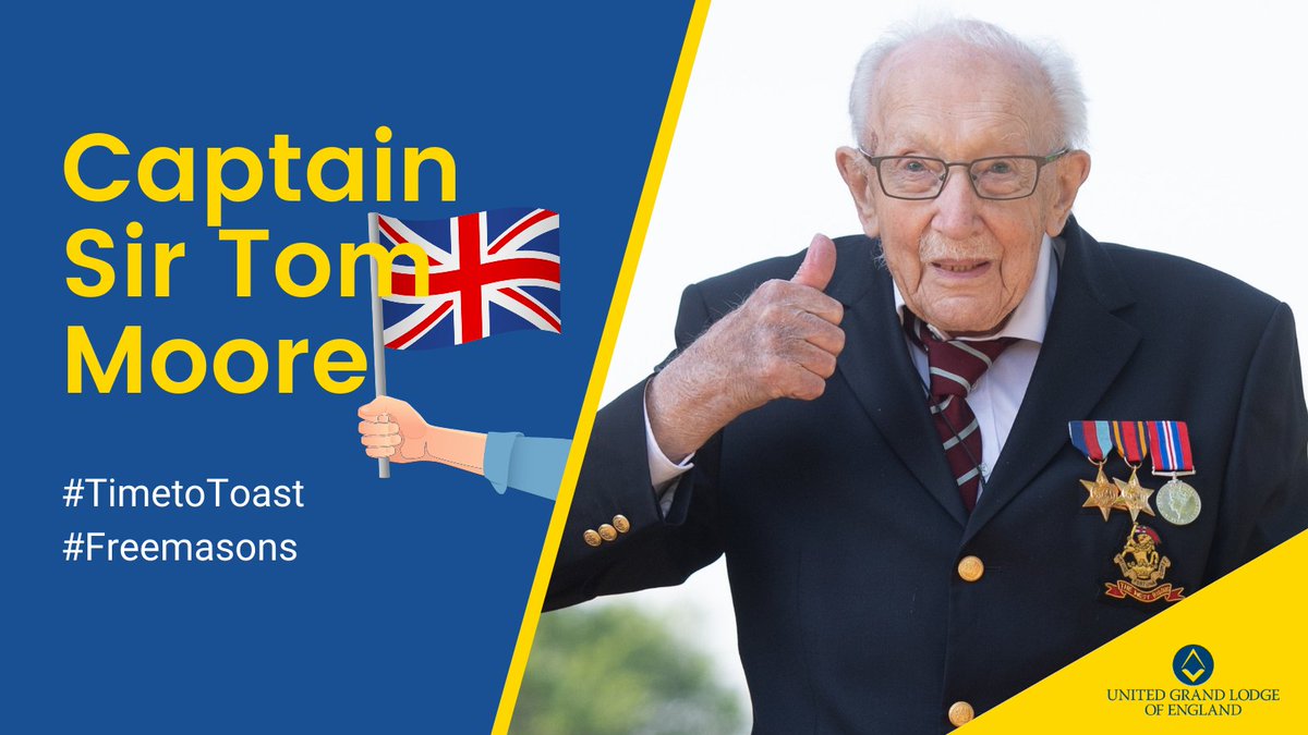 We invite you to join us at 9pm for a special edition of #TimetoToast as we raise a glass to Captain Sir Tom Moore.

Retweet and spread the word!

#Freemasons
