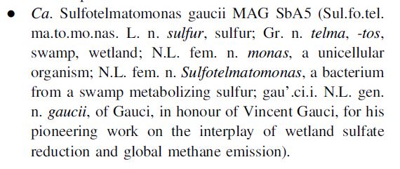 A couple of years ago, Alex got in touch to let me know that they’d published a paper identifying these novel bacteria and they gave me the honour of naming one of them Sulfotelmatomonas gaucii after me. The full citation is in the attached image  #WorldWetlandsDay