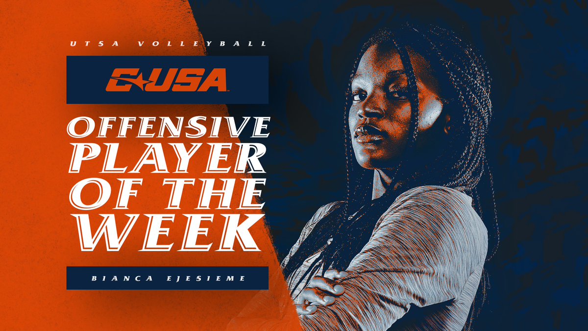 UTSAvolleyball's tweet photo. After setting career highs in kills (17) &amp; blocks (five) in Sunday's win, Bianca Ejesieme has been named @ConferenceUSA Offensive Player of the Week! 

🔗 https://t.co/7O04jiKXrc

#BirdsUp 🤙 https://t.co/2JRX3tLTnc