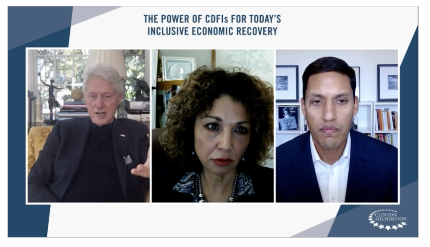 thisisyiwei's tweet photo. "Now's the time to be more bold in how we invest in #CDFIs," says @rajshah on @ClintonGlobal panel with @BillClinton #financejustice https://t.co/vASjTxBsYG